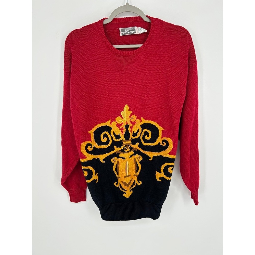 Vintage Marisa Christina Classics Sweater Baroque Crest 90s Preppy Dark Academia